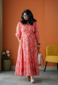Rimjim Peach Georgette A-line Dress