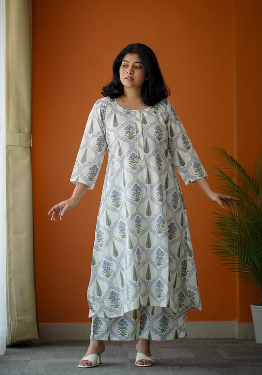 Bloom White Cotton Co-Ord Set