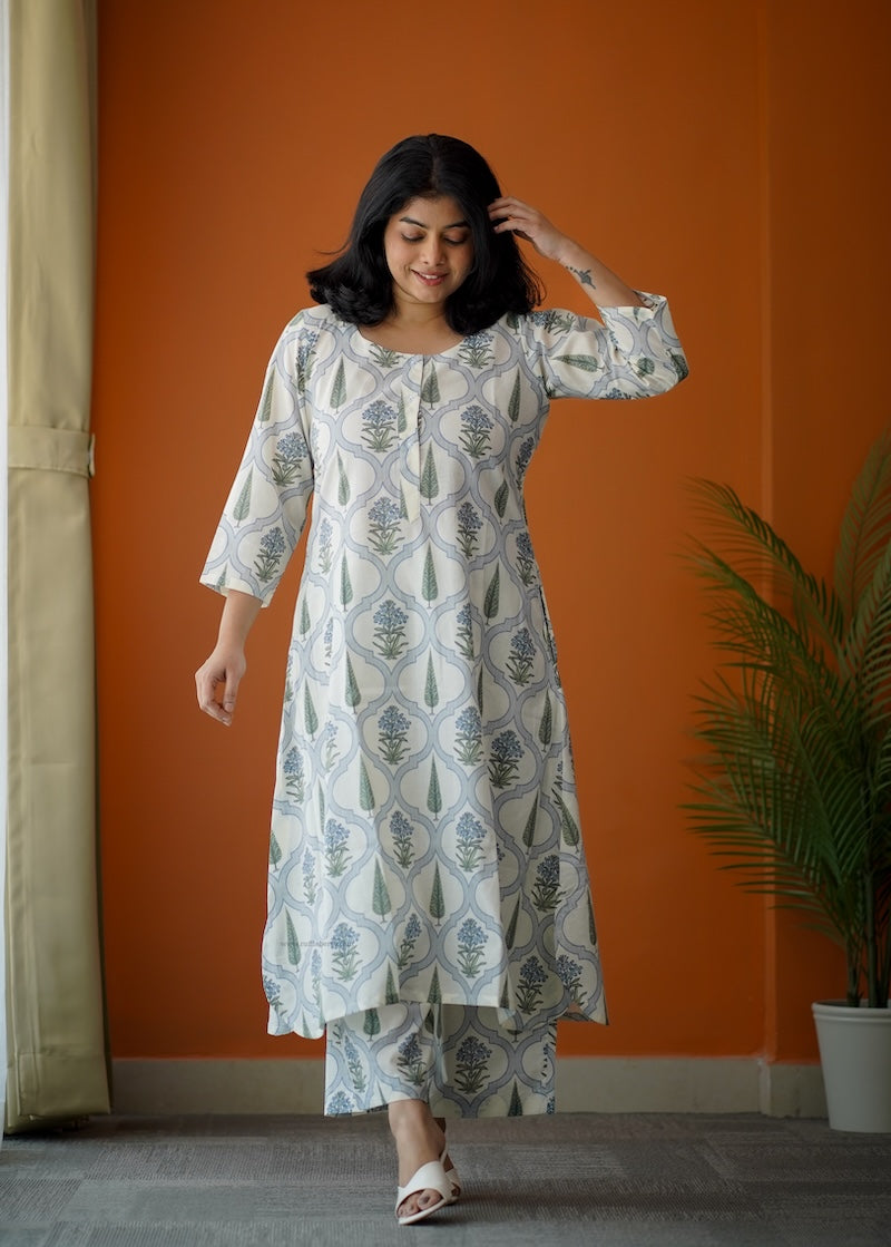 bloom white cotton co-ord set