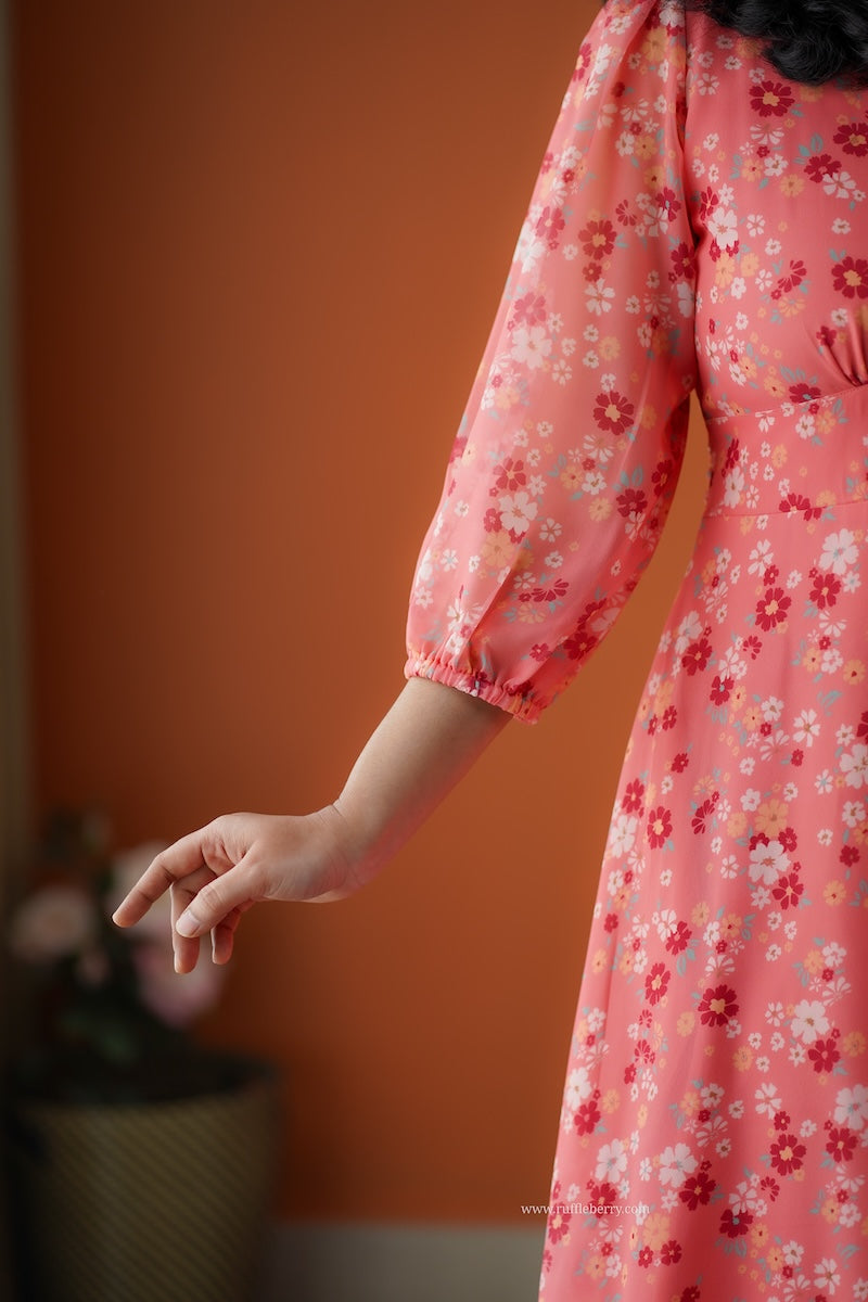 rimjim peach georgette a-line dress