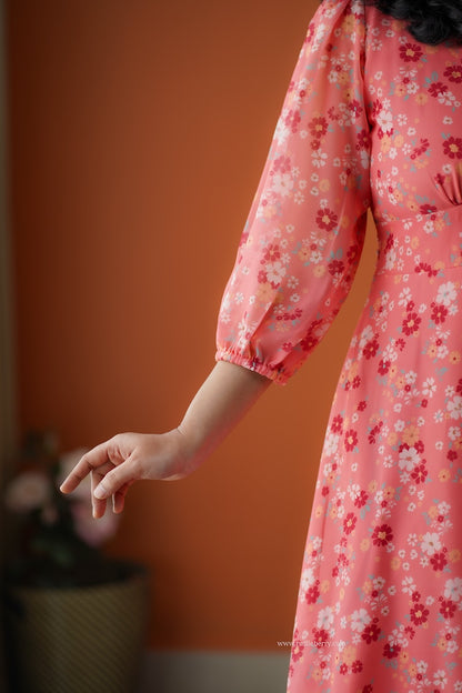 Rimjim Peach Georgette A-line Dress