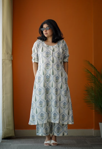 Bloom White Cotton Co-Ord Set