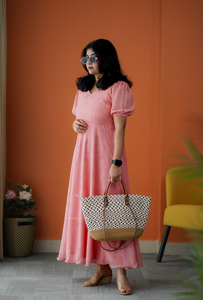 rimjim coral georgette fit & flare dress