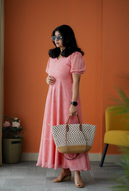Rimjim Coral Georgette Fit & Flare Dress