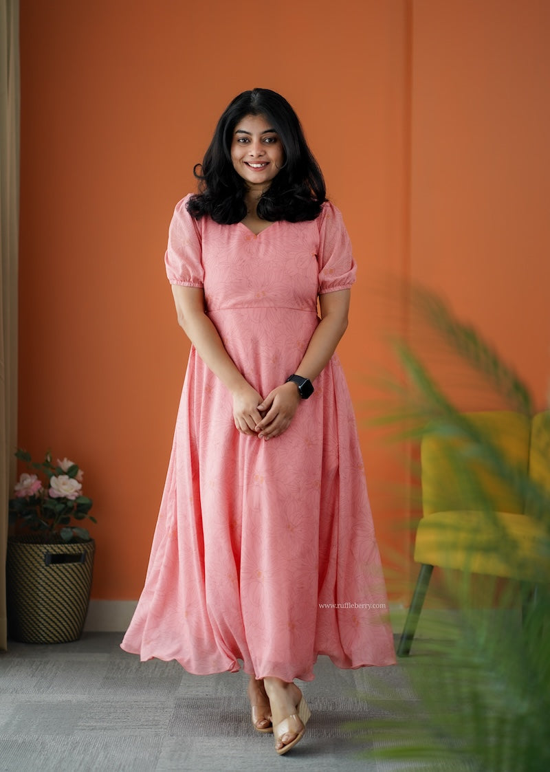 rimjim coral georgette fit & flare dress