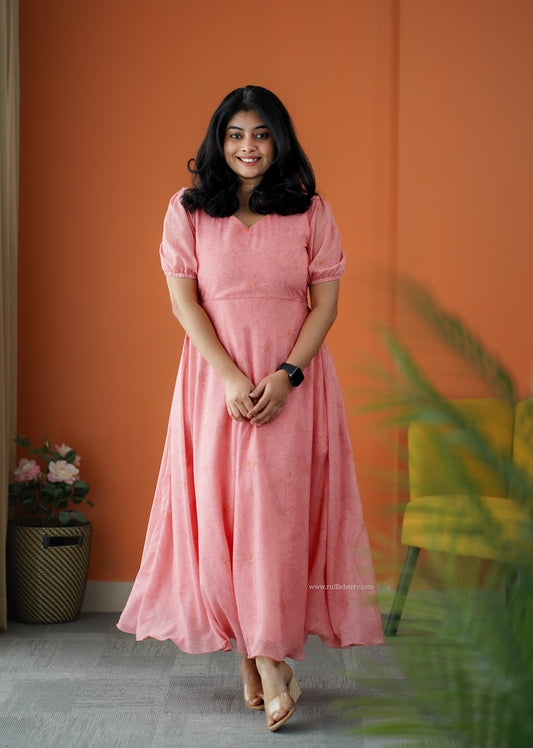 Rimjim Coral Georgette Fit & Flare Dress