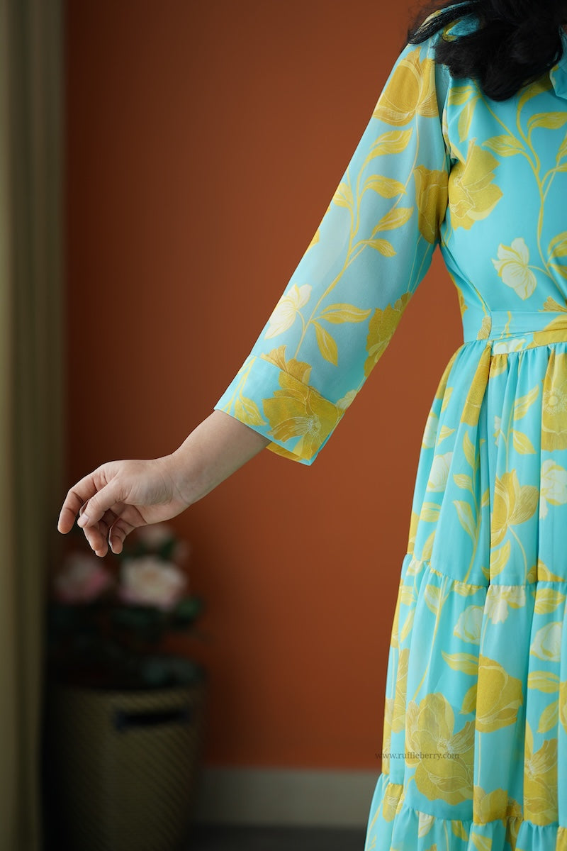 rimjim turquoise georgette shirt tier dress