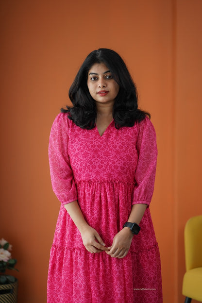 Rimjim Pink Georgette Tier Dress
