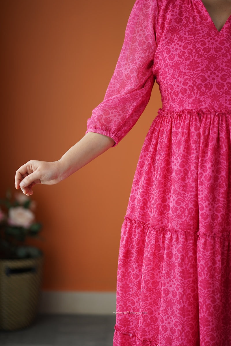 rimjim pink georgette tier dress