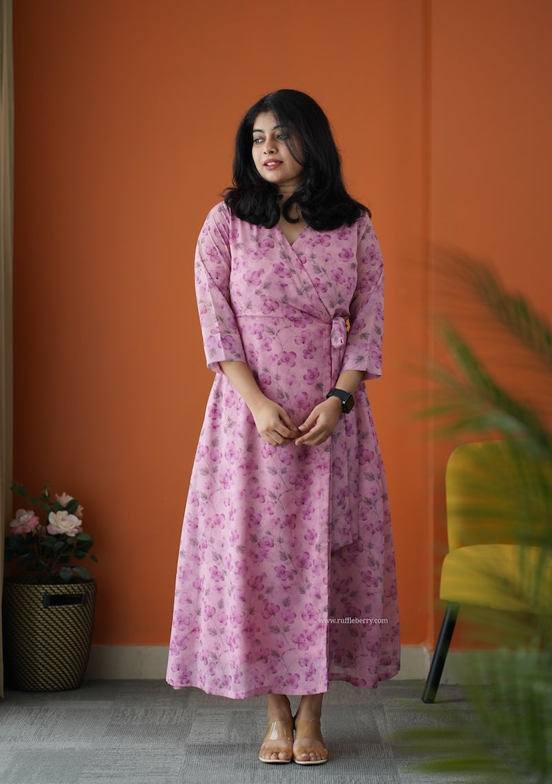 rimjim blush georgette wrap dress