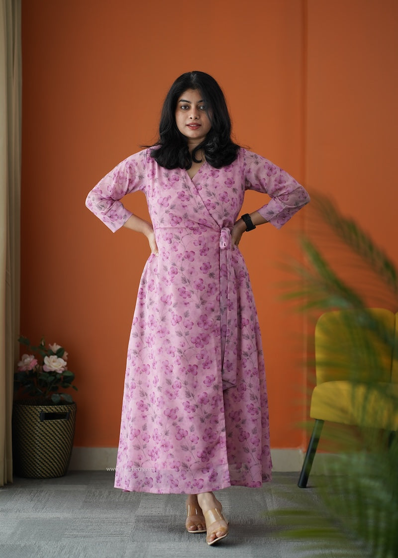 rimjim blush georgette wrap dress
