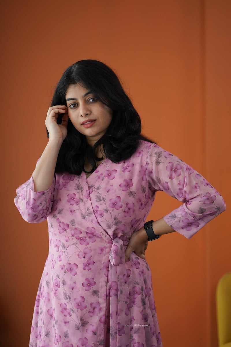 rimjim blush georgette wrap dress