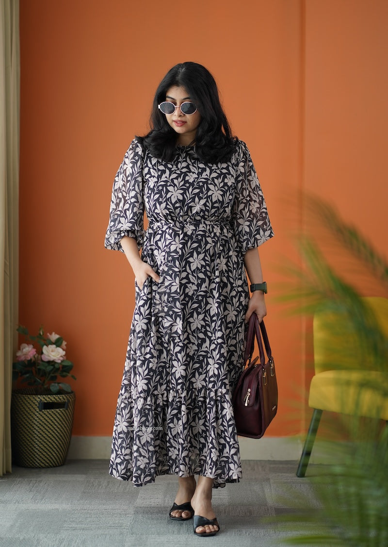 rimjim black georgette a-line dress