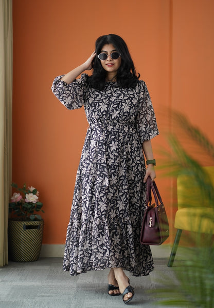 Rimjim Black Georgette A-line Dress