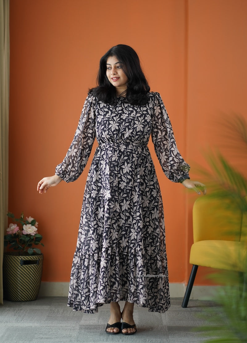 rimjim black georgette a-line dress
