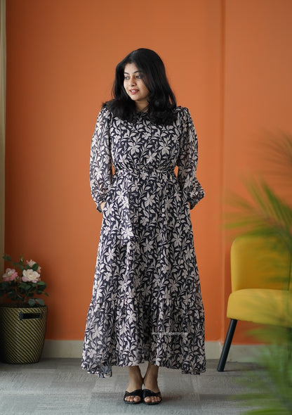 Rimjim Black Georgette A-line Dress