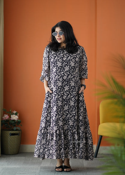 Rimjim Black Georgette A-line Dress