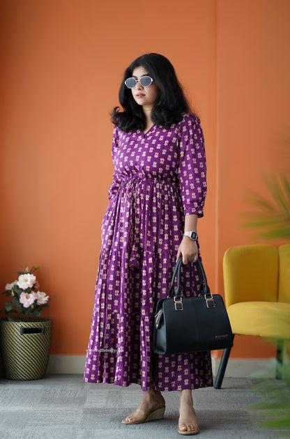 Saavan Magenta Cotton Tier Dress