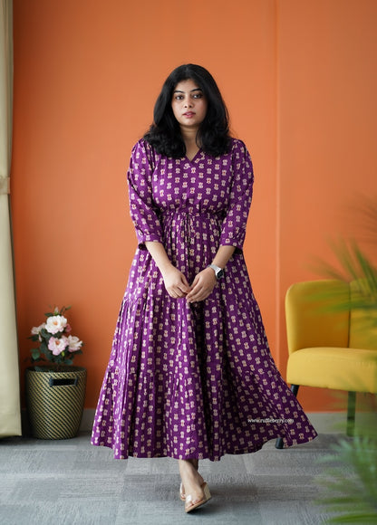 Saavan Magenta Cotton Tier Dress