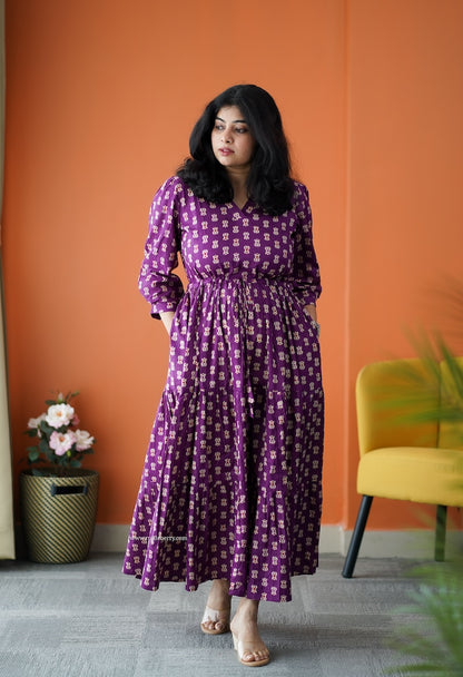 Saavan Magenta Cotton Tier Dress