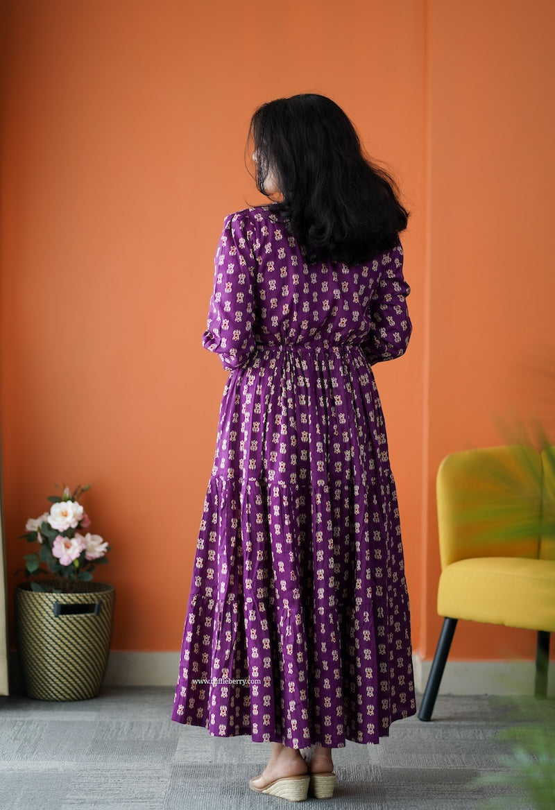 saavan magenta cotton tier dress