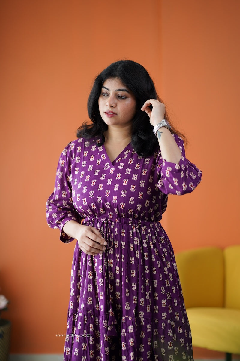 saavan magenta cotton tier dress