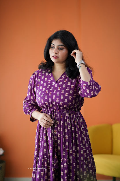 Saavan Magenta Cotton Tier Dress