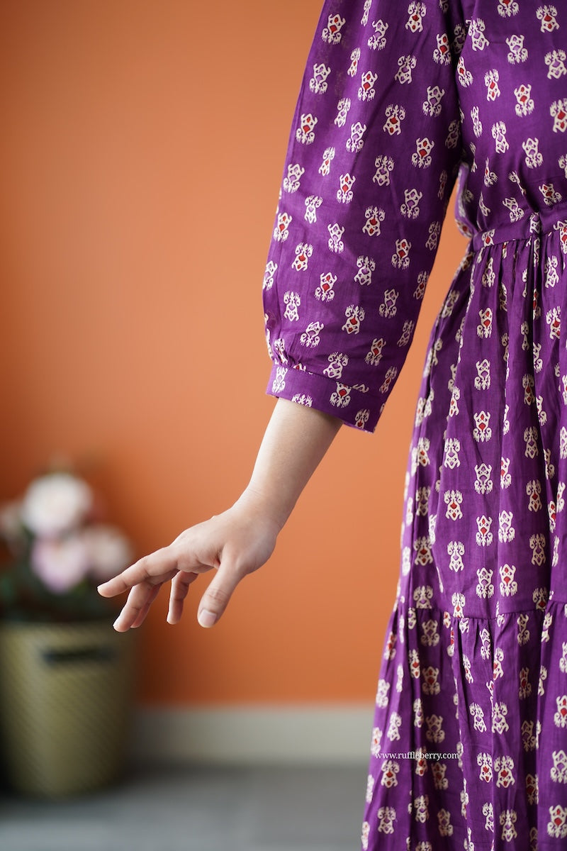 saavan magenta cotton tier dress