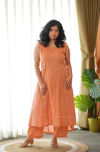 Ammayi Orange stripes co-ord set