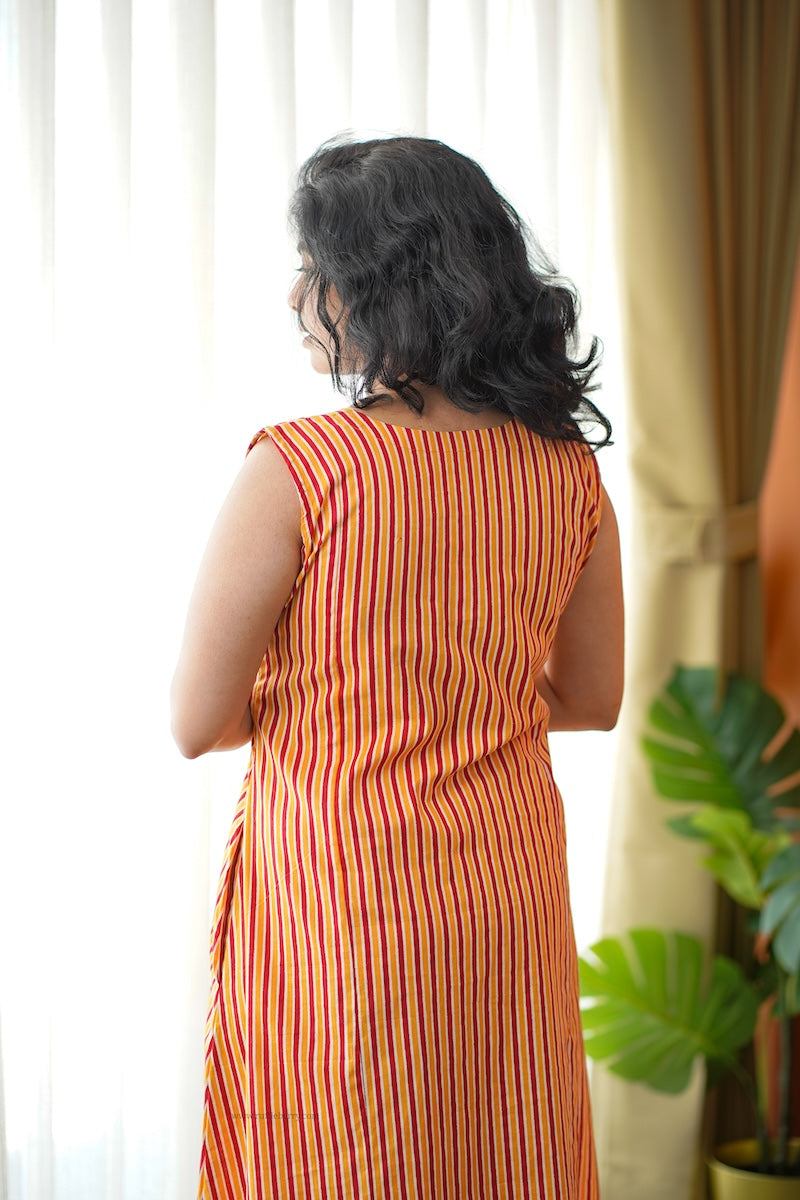ammayi orange stripes co-ord set
