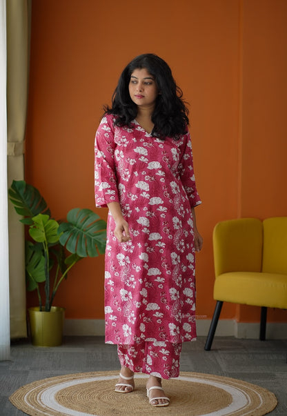 Ammayi Pink floral co-ord set