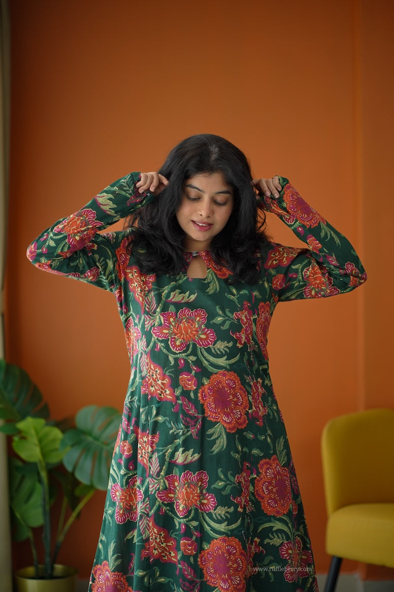 ammayi green floral co-ord set