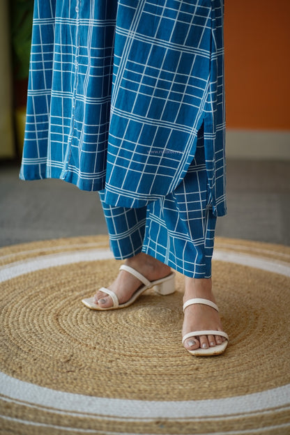 Ammayi Blue checks co-ord set
