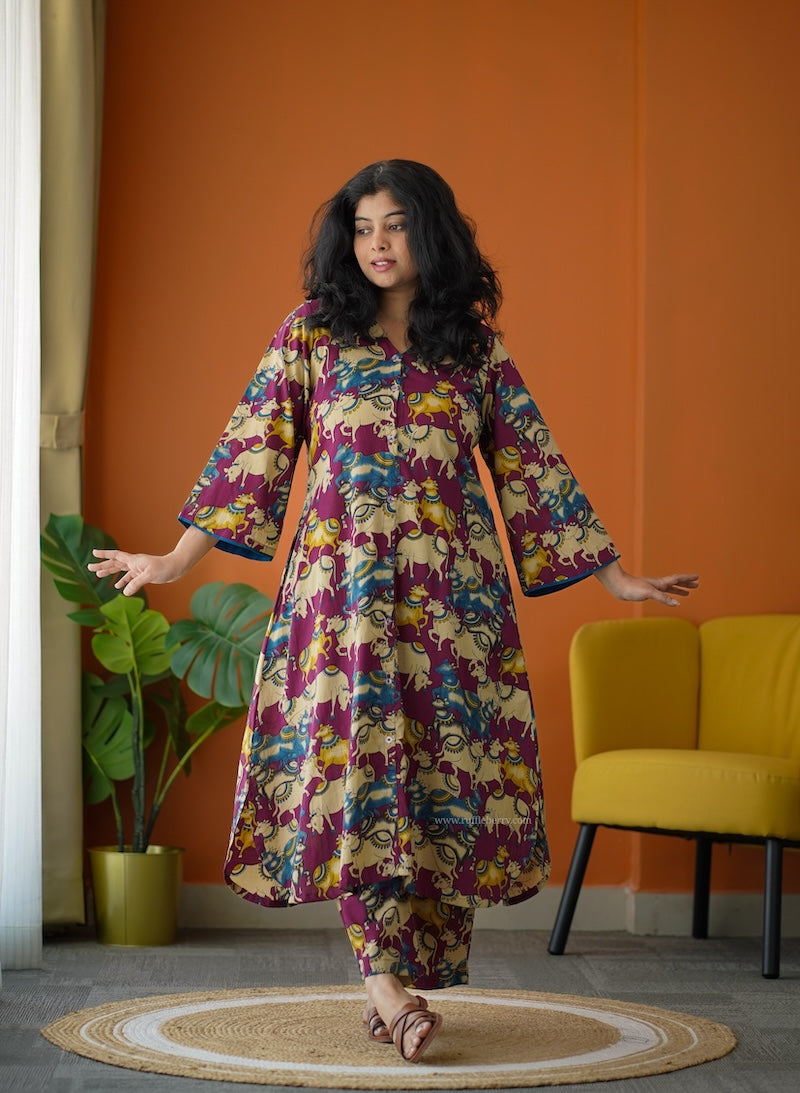 ammayi desi magenta co-ord set