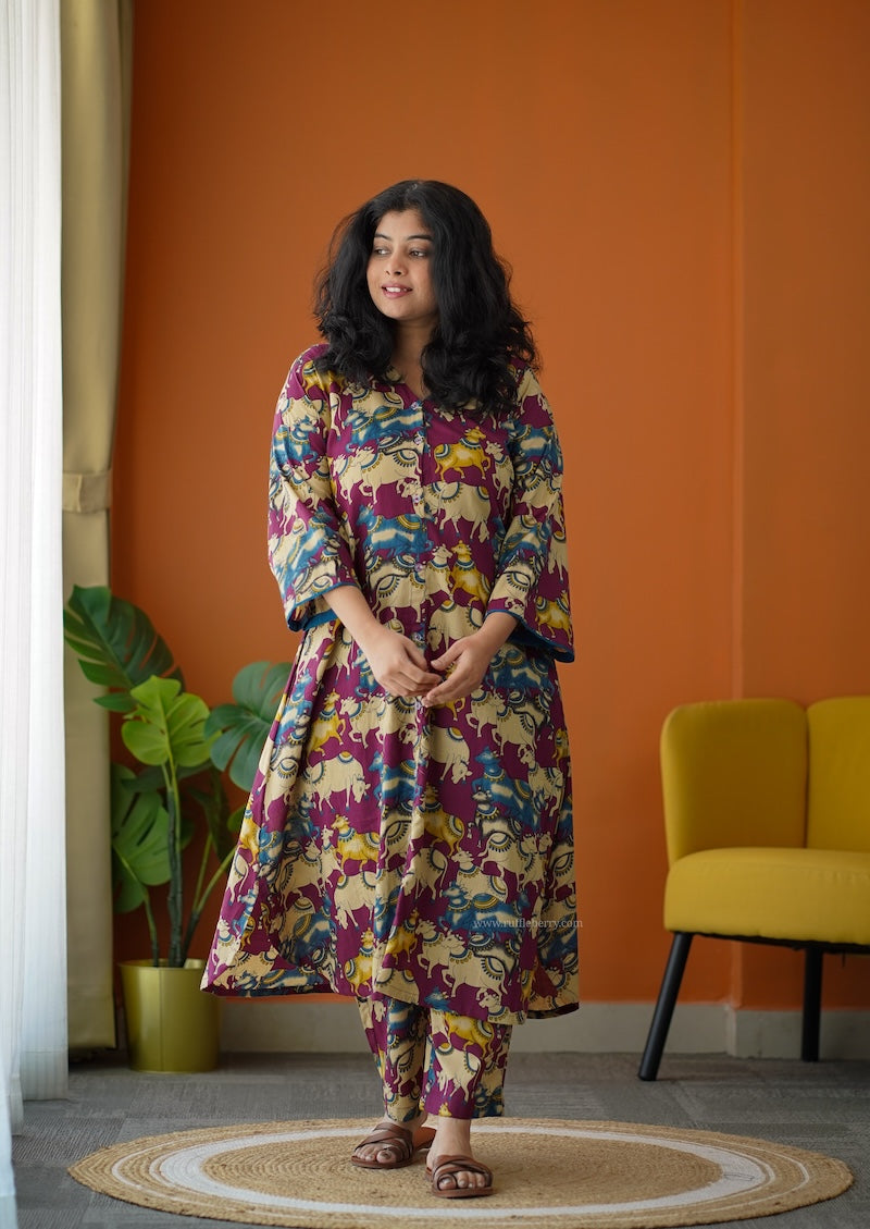 ammayi desi magenta co-ord set