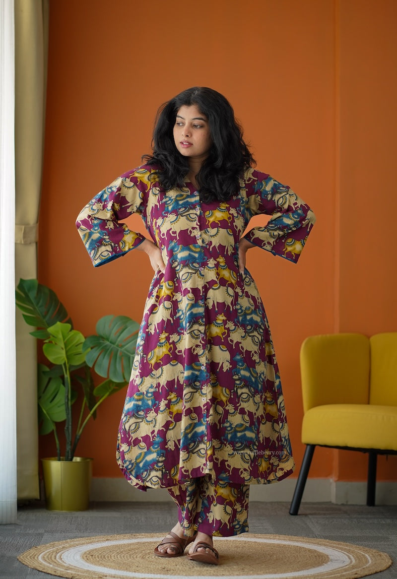 ammayi desi magenta co-ord set