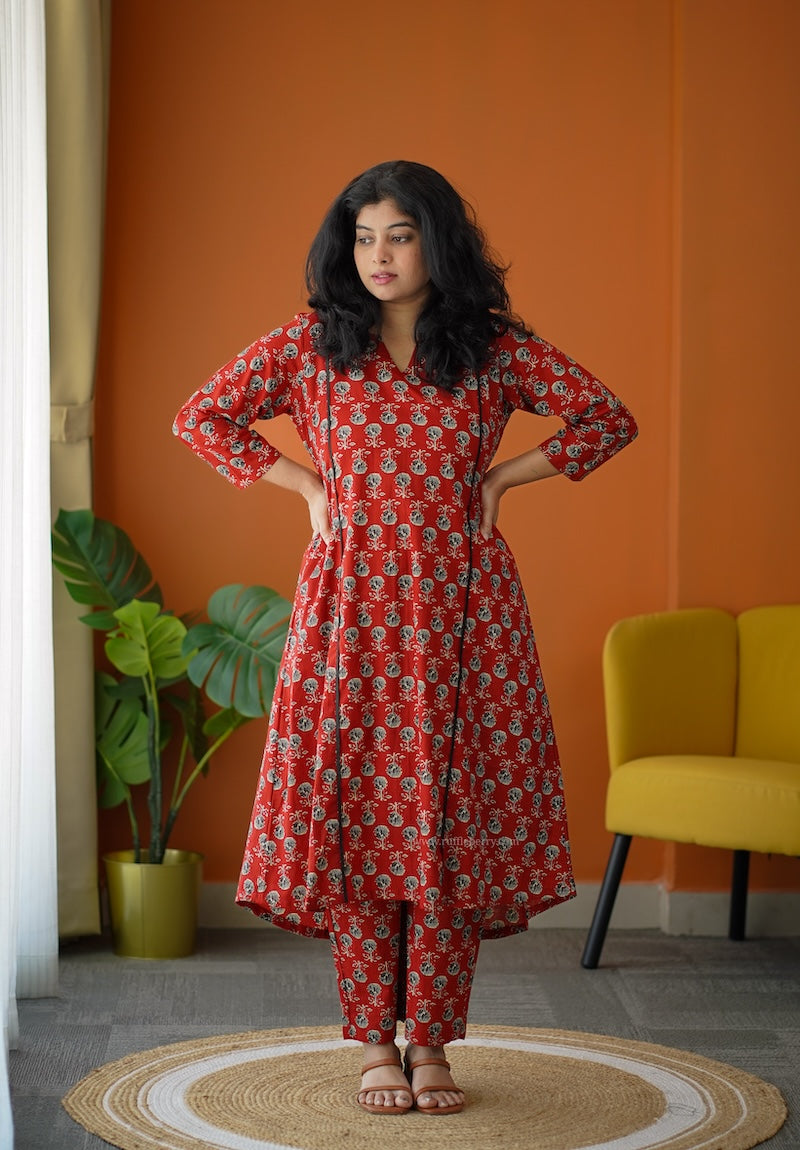 ammayi maroon a-line co-ord set