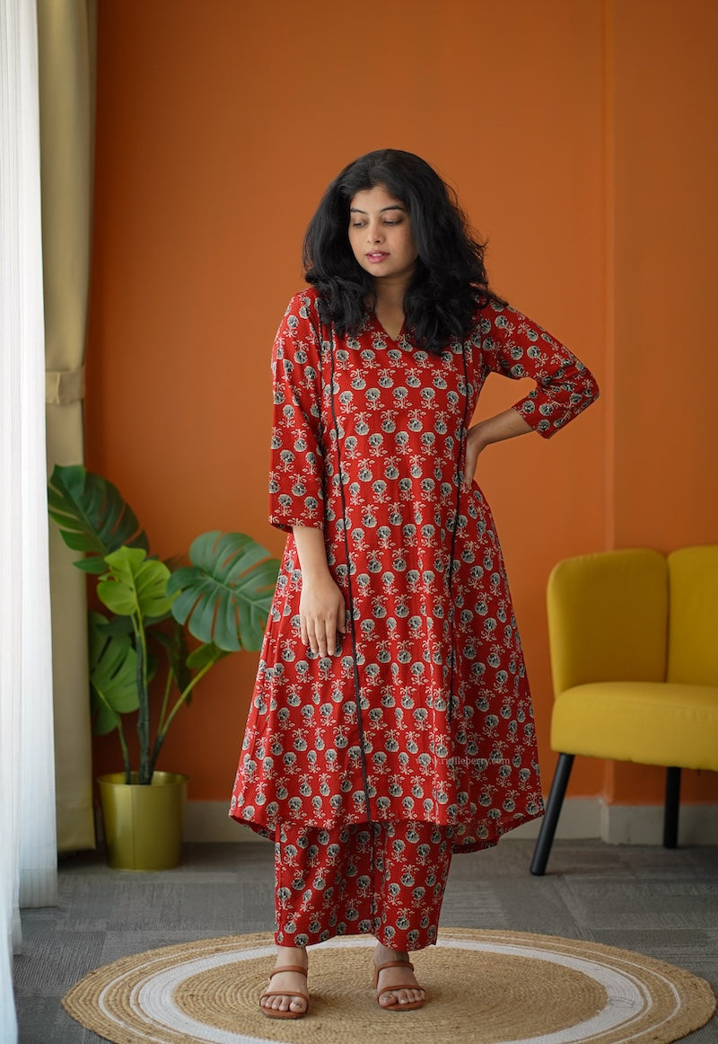 ammayi maroon a-line co-ord set
