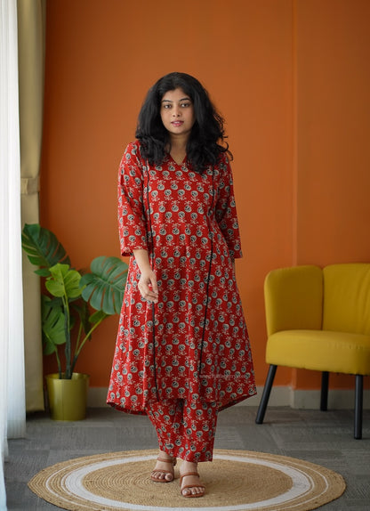Ammayi Maroon A-line co-ord set