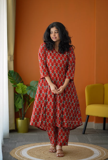 Ammayi Maroon A-line co-ord set