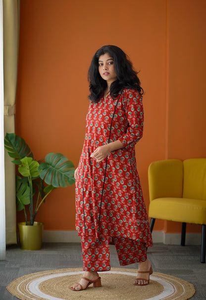 Ammayi Maroon A-line co-ord set