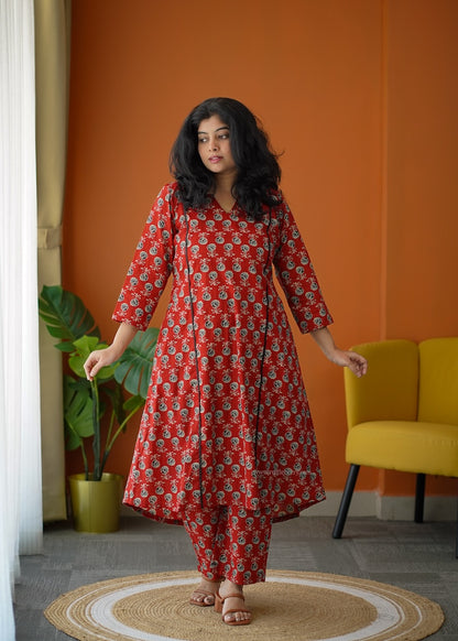 Ammayi Maroon A-line co-ord set