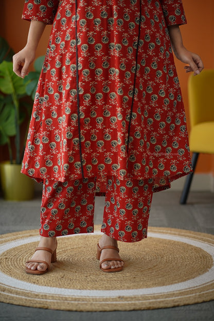 Ammayi Maroon A-line co-ord set