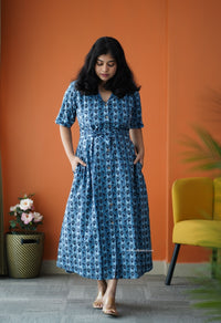 Saavan Blue Cotton Shirt Dress