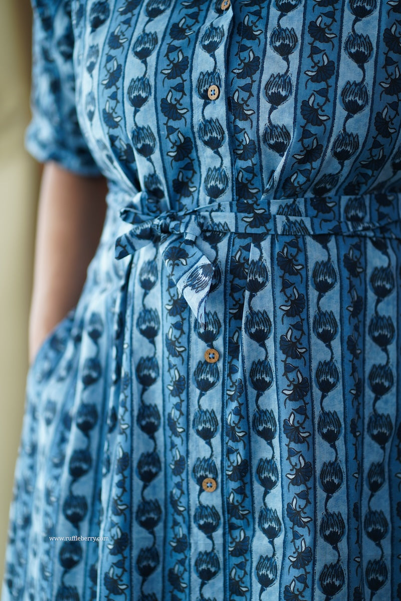 saavan blue cotton shirt dress