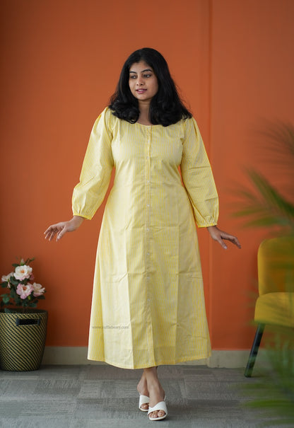 Saavan Yellow Cotton A-line Dress