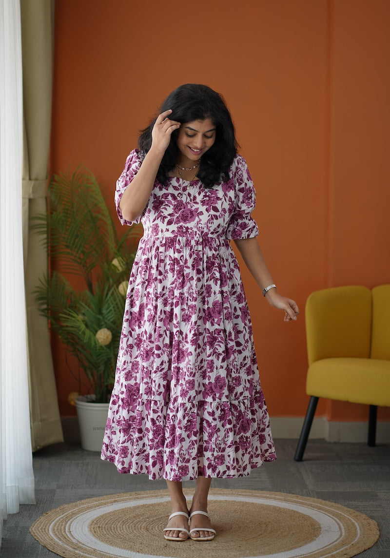 lela angel roses cotton tier dress