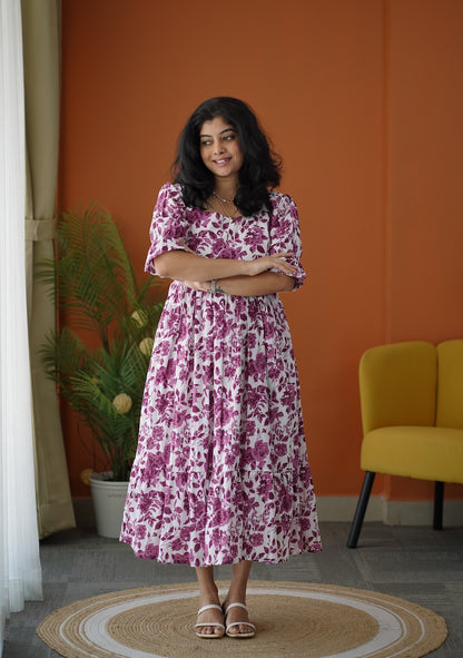 Lela Angel Roses Cotton Tier Dress