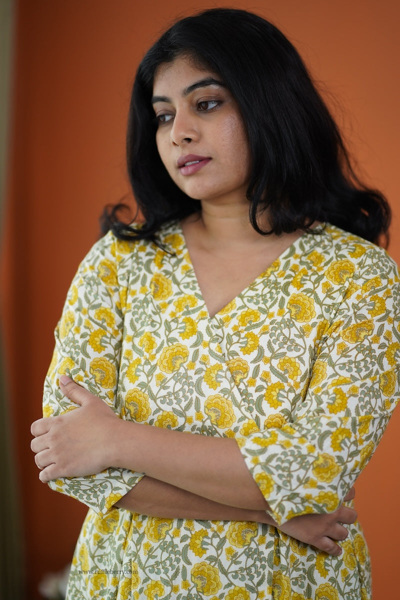 saavan ivory cotton button wrap dress