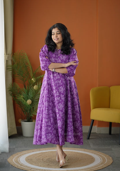 Lela Purple Fit & Flare Cotton Dress